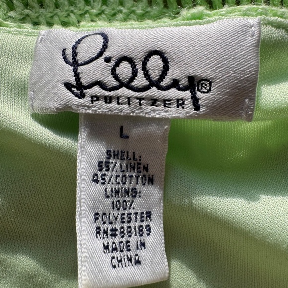 Lilly Pulitzer lime Green Crochet Knit Sweater Size L Vintage - Picture 3 of 10